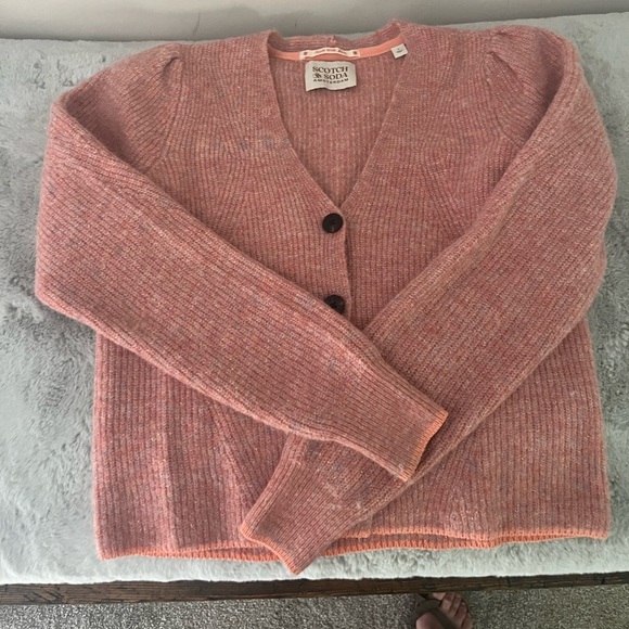 Scotch & Soda Women's Pink Cardigan Sweater V-Neck size small wool and alpaca - Picture 8 of 11